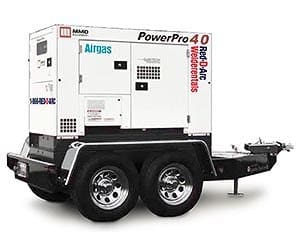 Tandem axle trailer mounted
 	2 5/16” tow hitch
 	3 phase power
 	Fuel cap. 109 gal
 	Run time at full load 40 hours