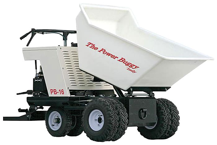 Bucket capacity 16 cubic ft
 	Ride on material mover