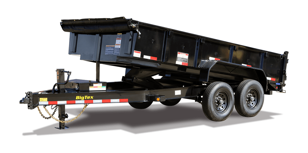 *Requires minimum of 3/4 ton truck w/ brake actuator to rent

 	Towable on 2 5/16″ trailer hitch
 	Holds up to 9000 lbs of material
 	Hydraulic dump bed